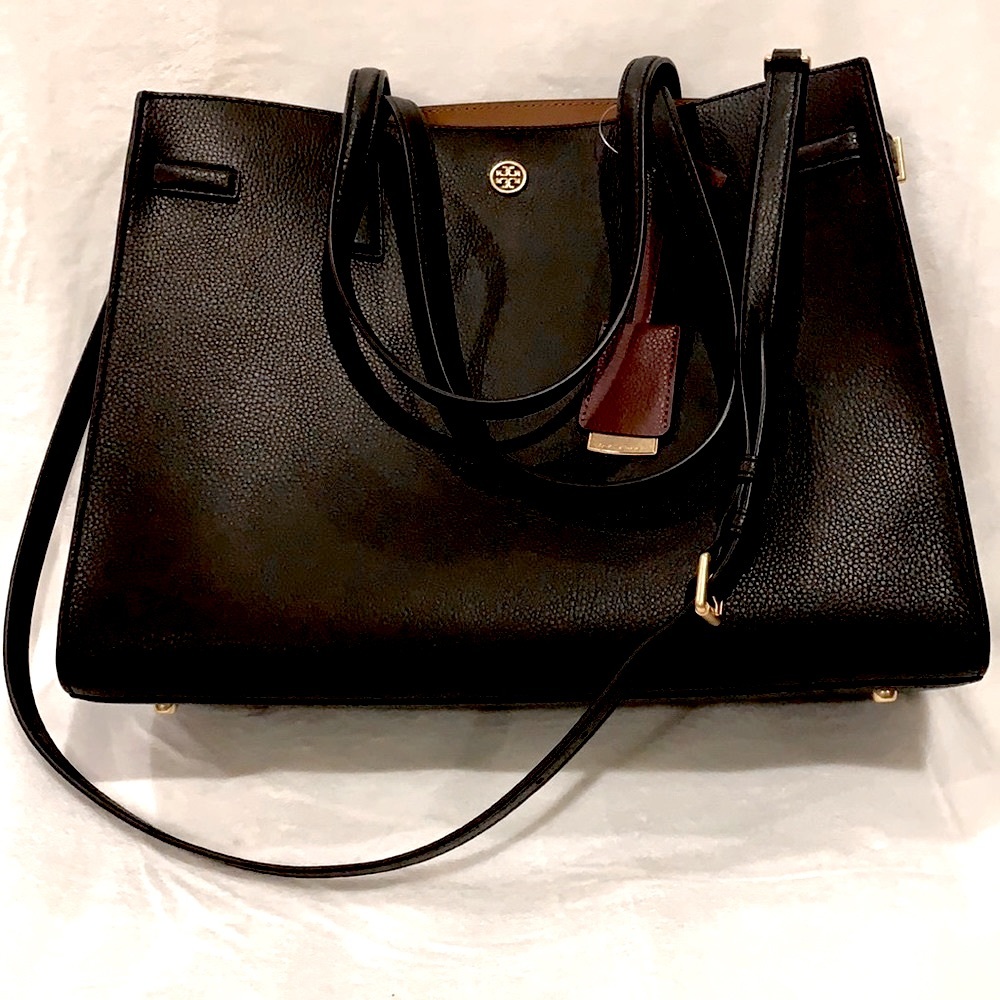 Authentic Tory Burch Walker Leather Satchel ~ in Black
